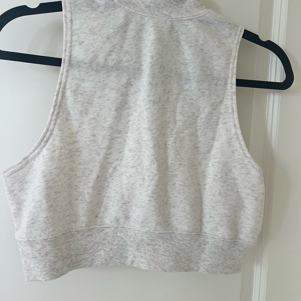 Nike Crop Sleeveless Half-Zip Top in Light Gray Heather - Picture 3 of 4